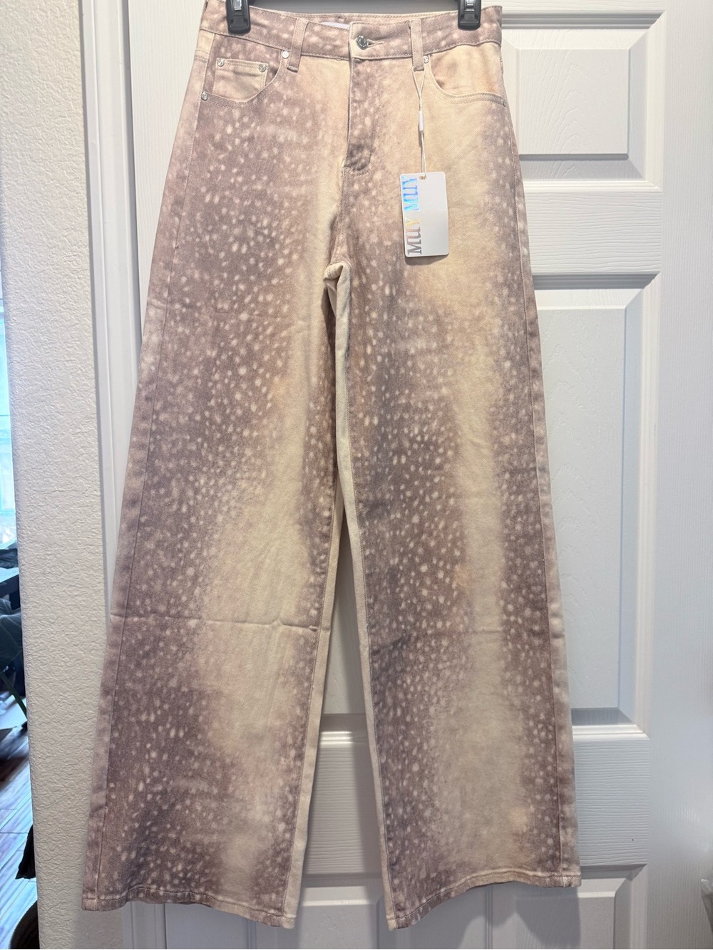 Wide Leg Women’s Jeans in Taupe Spot Fade
